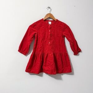 Hanna Andersson Girl's Long Sleeve Button Front Orange Corduroy Dress 5 110cm